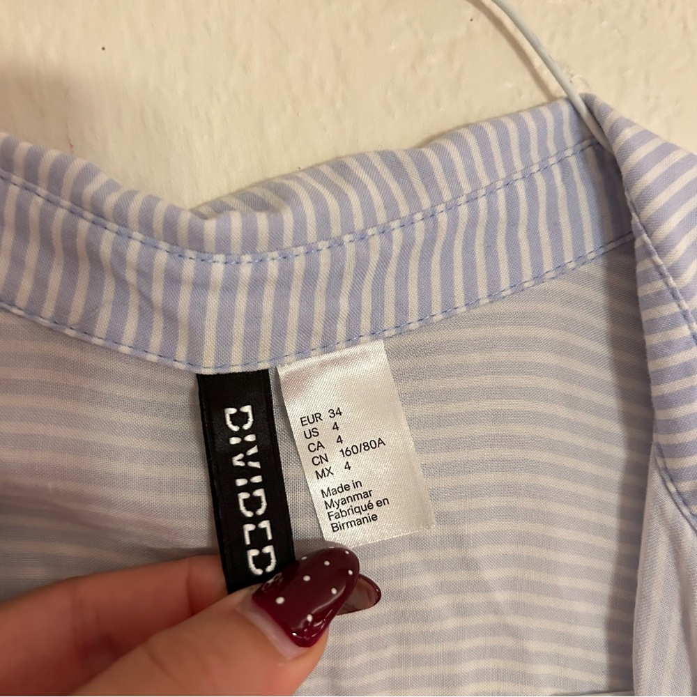 blue and white striped button down tank top - Picture 4 of 5